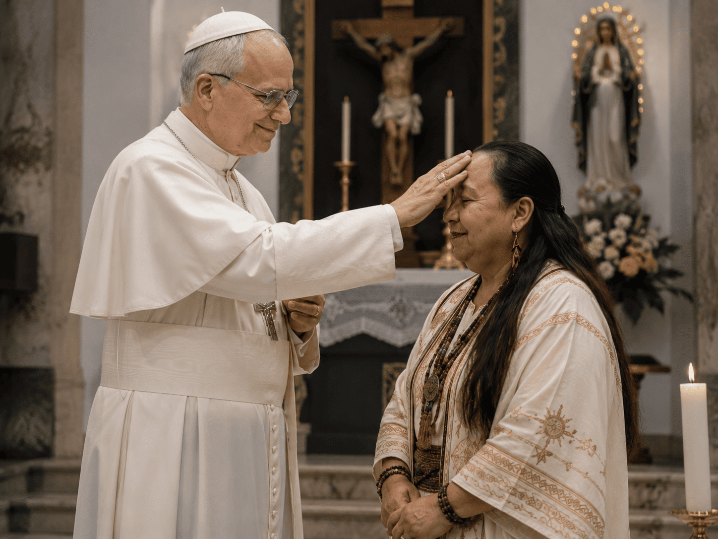 Xochitl recibiendo una bendición espiritual